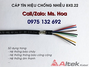Dây tín hiệu chống nhiễu 8x0.22 (24AWG), cáp tín hiệu Altek Kabel