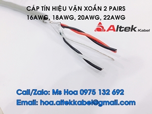 Cáp tín hiệu 2 pairs 16AWG, 18AWG, 20AWG, 22AWG vặn xoắn theo đôi chống nhiễu