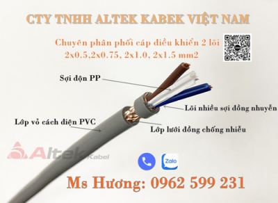Dây cáp điện 2 lõi Altek kabel, 0.5, 0.75, 1.0, 1.5 mm2