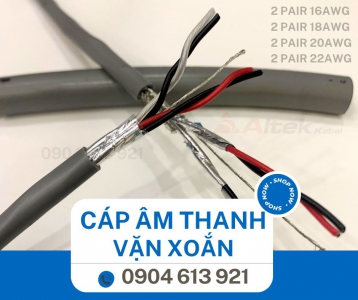 Cáp tín hiệu vặn xoắn chống nhiễu 2 pair 22awg 