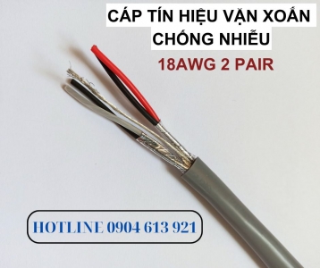 Cáp tín hiệu âm thanh 2 pair 18awg vặn xoắn chống nhiễu 