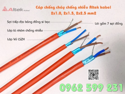 Cáp chống cháy altek kabel chống nhiễu 2 Core