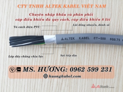 Cáp 8 lõi, Cáp điều khiển, Cáp tín hiệu Altek kabel 300/500v